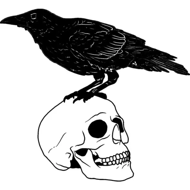 'Cuervo y cráneo' Sello de Goma (Desmontado) (RS038917)