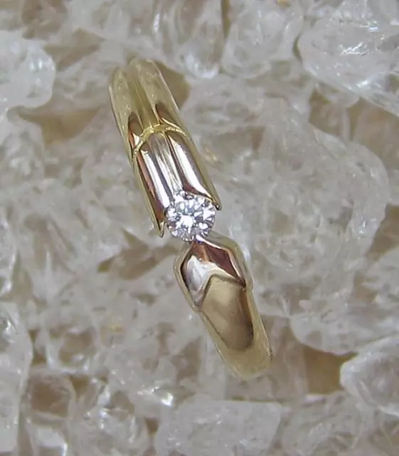 Ring mit Brillant Solitär Diamant in aus 14 Kt. 585 er Gold Grösse 54 edel!