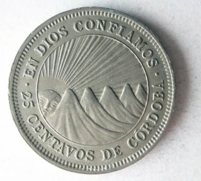 1965 NICARAGUA 25 CENTAVOS - Excellent Vintage Coin - FREE SHIP - Bin #145 2
