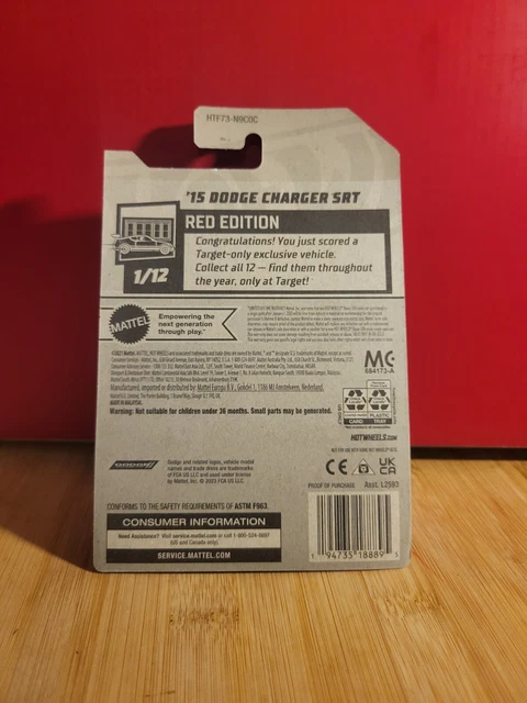 2024 HOT WHEELS Red Edition White '15 Dodge Charger SRT Target