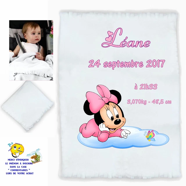 plaid couverture bébé personnalisé cadeau naissance prenom texte choix réf 06