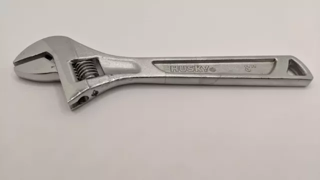 Husky 8" x 200mm Adjustable Crescent Wrench Tool Silver Color Finish on Handle