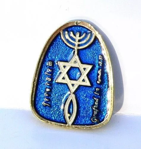 Blue Messianic Magnet Menorah-Star of David-Fish Hebrew Jewish Roots Holy Land