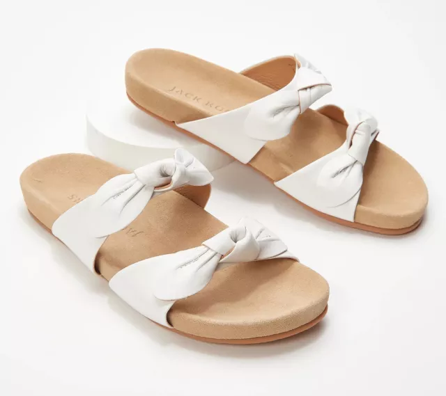Jack Rogers Double Knot Leather Comfort Sandals White 9 New