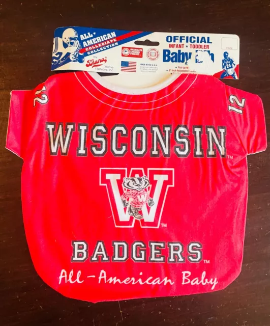 Adorable Ncaa Wisconsin Badgers Football Jersey All American Baby Toddler Bib