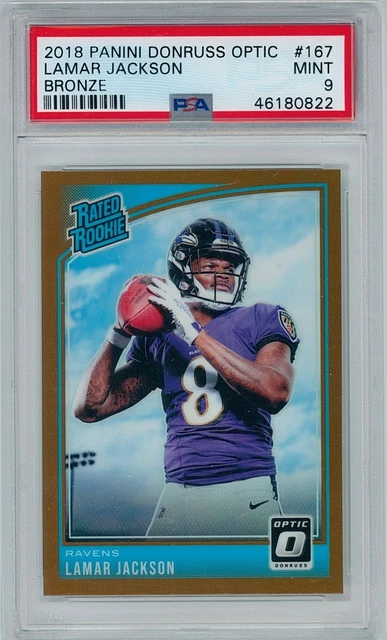 2018 Donruss Optic #167 Rated Rookie Lamar Jackson Bronze PSA 9