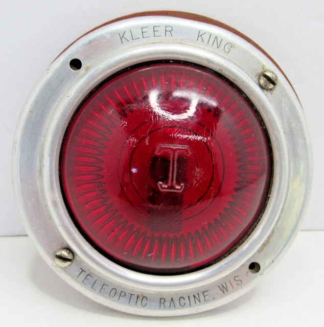 Vintage Teleoptic Kleer King Red Glass Accessory Lamp- Light Hot / Rat Rod #F7