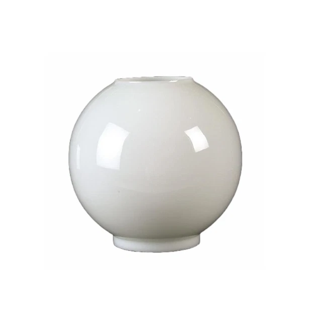 Opal White USA-Made Hand-Blown Glass Ball Oil Lamp Shade - 8"
