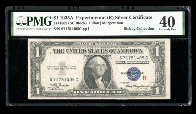 DBR 1935-A $1 Silver Experimental (R) Fr. 1609 PMG XF-40 Serial S71751405C
