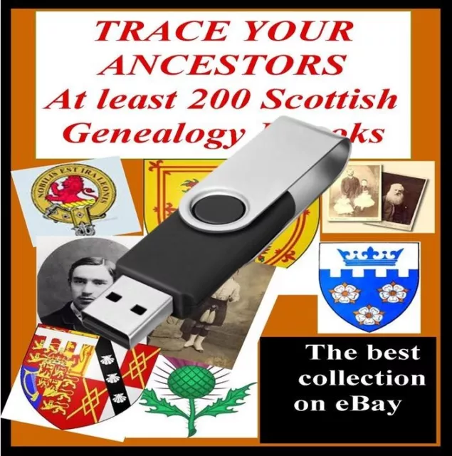 Scottish History Genealogie Vorfahren 200 Vintage antike Bücher Schottland auf USB