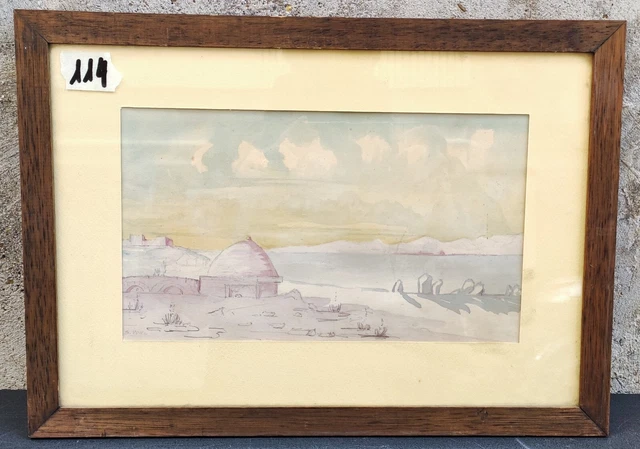 Acquerello Quadro Paesaggio Mare E Case Rayan Dipinto Originale