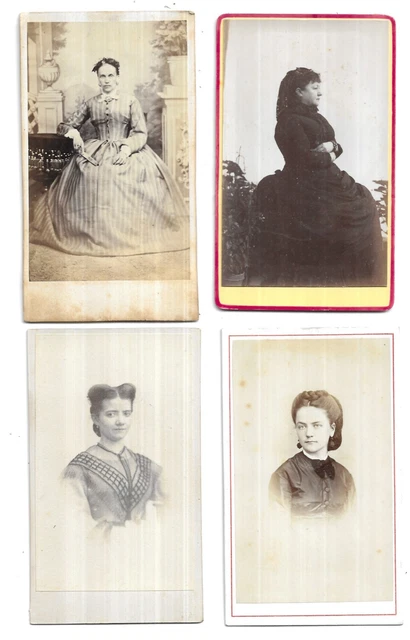 Foto Formato Visita. Lotto Di 4 Ritratti Femminili. Bellissime