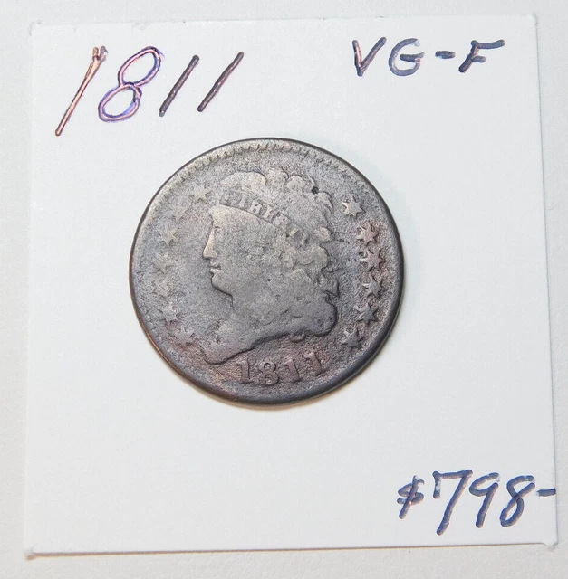 Very Scarce 1811 Half Cent! The King Of The Series !!!!!!!!!!!!!!!! Vg - Fine! ⭐