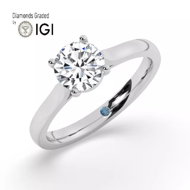 IGI, 1.15 CT Solitaire Lab-Grown Round Diamond Engagement Ring , 950 Platinum