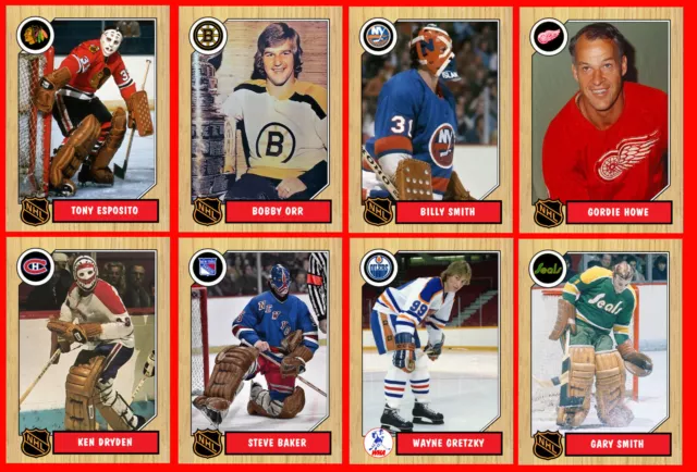Retro Wood Grain Style CUSTOM MADE HOCKEY CARDS 102 Different Series 6 YOU PICK