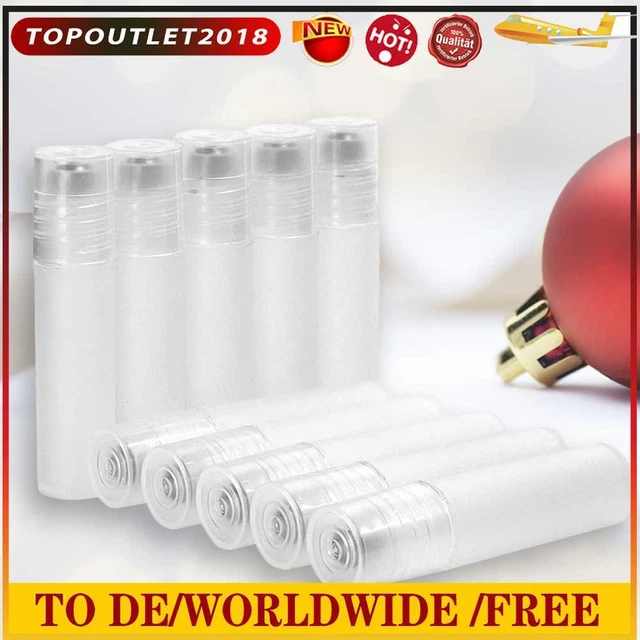 Akaddy 10pcs 5ml Leere Plastikrolle auf Flaschen Roller Ball ätherisches Öl Parf