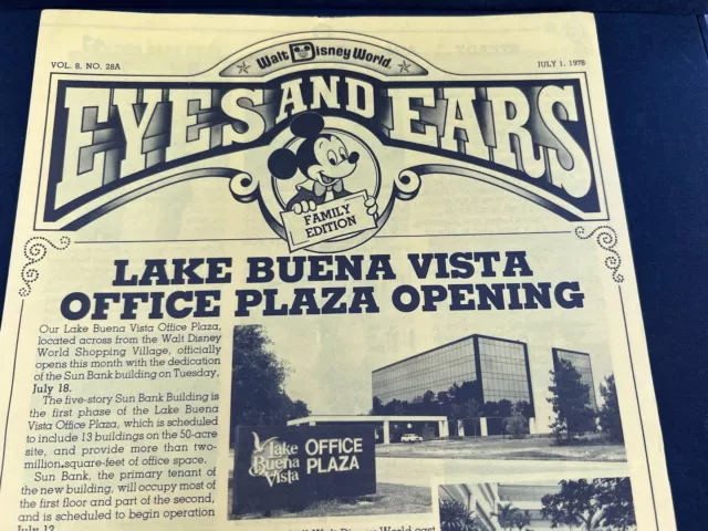 Disney World Eyes and Ears newsletter lot of 3 1978 Lake Buena Vista Plaza opens