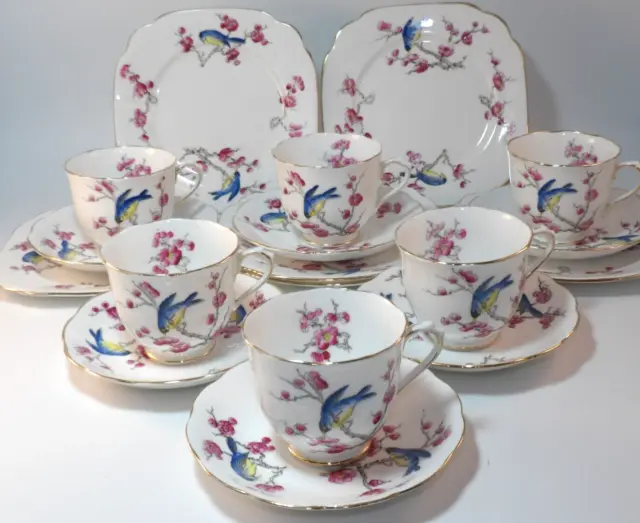 6 Royal Albert Crown China Blossom RD730452 Trios Cups Saucers Plates 1930's VGC