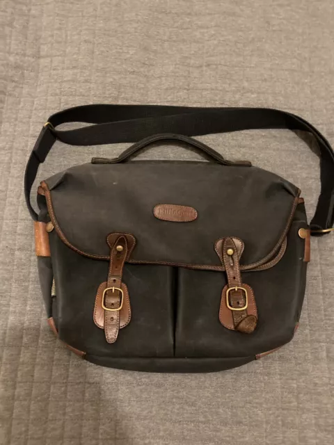 Billingham Hadley Pro Camera Bag Black Canvas Tan Leather Olive Lining - Used.