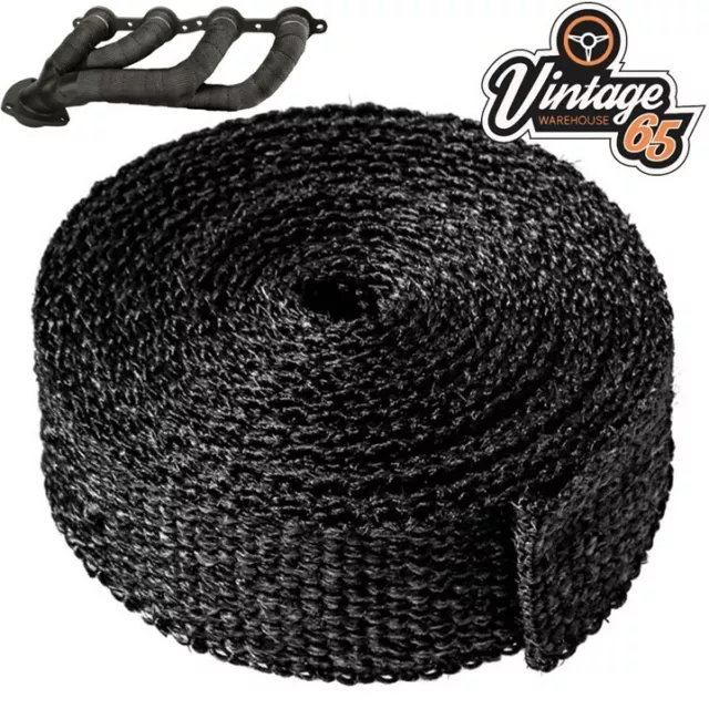 Exhaust Heat Wrap Manifold Downpipe High Temp Bandage Tape Roll 5m x 25mm Black