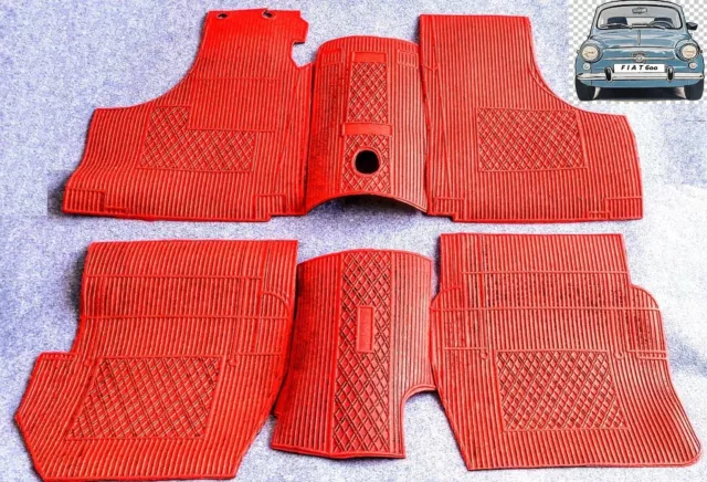 Gummimatten + Teppichboden Farbe Rot für Fiat 600 Oldtimer 100% Italiani +