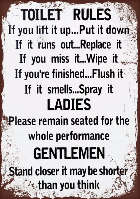 Toilet rules Retro Metal Tin Sign Poster Plaque Garage Wall Decor
