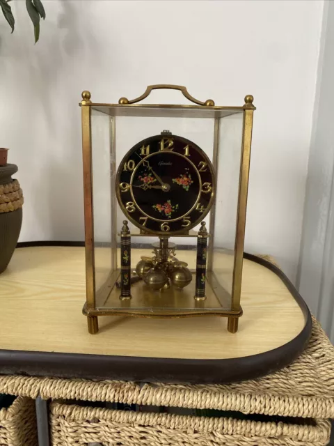 KUNDO GERMAN LANTERN CARRIAGE CLOCK GLASS / BRASS+Key 2