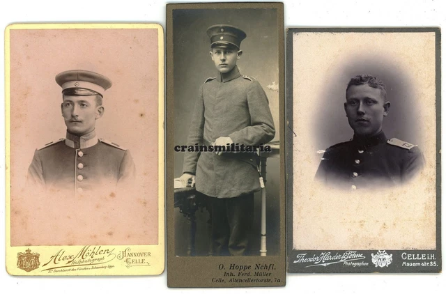 3x Orig. Foto CDV Portrait Soldaten I.R.77 in CELLE / Hannover Niedersachsen