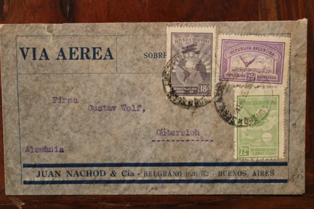 1933 Argentina Gütersloh cover Air Mail Por Avion Argentine Germany Via aerea