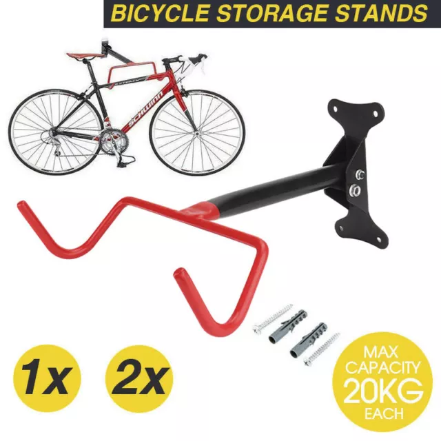 1x/2x Bike Bicycle Storage Hanger Hook Stands Steel Rack Wall Mounted Mount AU