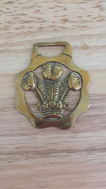Vintage Prince of Wales Feathers Design Horse Brass