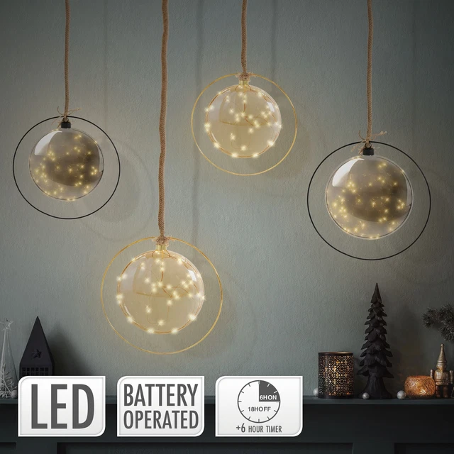 Spetebo Sfera Luminosa LED 15 Cm Con Fiori Bianchi Caldi - 100 LED, Lampada Decorativa Interni Con Alimentatore