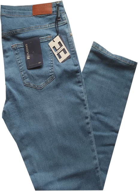 Holiday Classic Men's Jeans - Stretch Denim, High Waist, Straight Leg (Waist 46-60, Black/Blue)