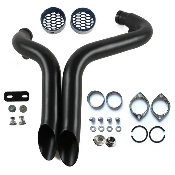 2" LAF Exhaust Pipes w/ Flange Kits & Baffle for Harley Sportster Dyna Black