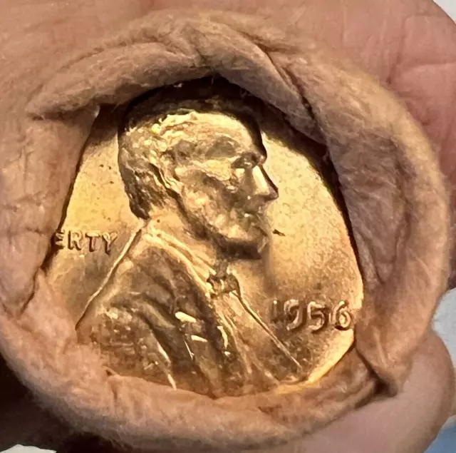 1956 P Lincoln *Gem *Red Wheat Penny Cent Roll*Unopened*Chase Bank *Watch Video*