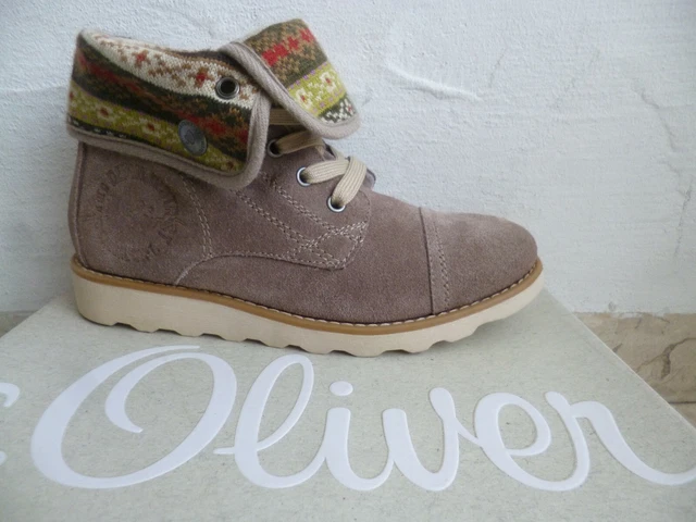 S.Oliver Bottes Bottines Chaussures D'Hiver Braun Cuir Neuf