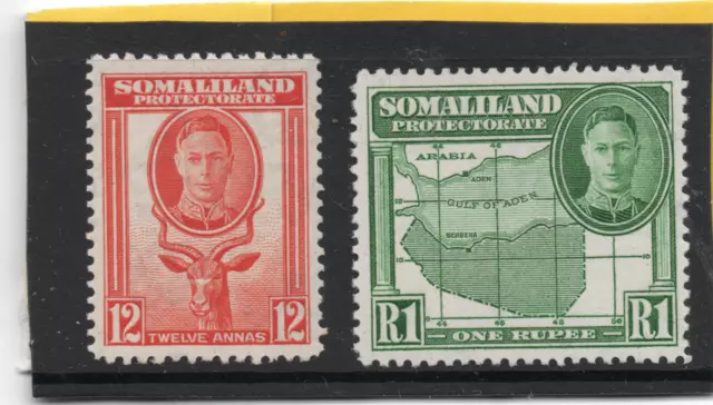 Somaliland GV1 1942 12a & 1r sg 112-113 VLH.Mint