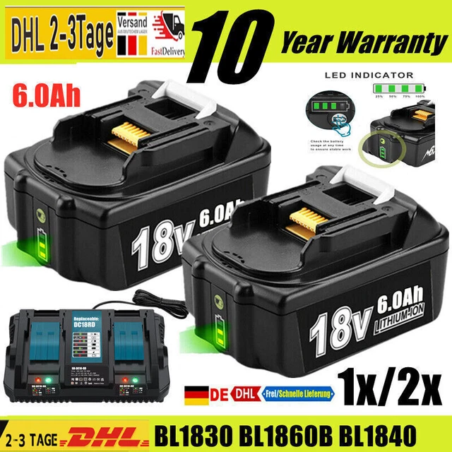 Makita Akku 2X 18V 8.0Ah Akku + Ladegerät Für BL1860B - Ersatzakku Für Makita Werkzeuge Makita Akku 18v 5ah