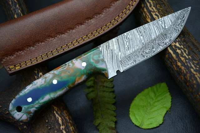 8.0" OAL Custom Hand Forged Damascus Steel Hunting Knife Handmade (Q420) 3