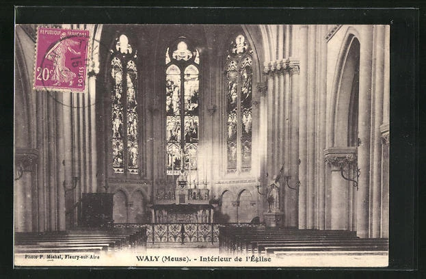 CPA Waly, Interieur de l´Eglise 1932