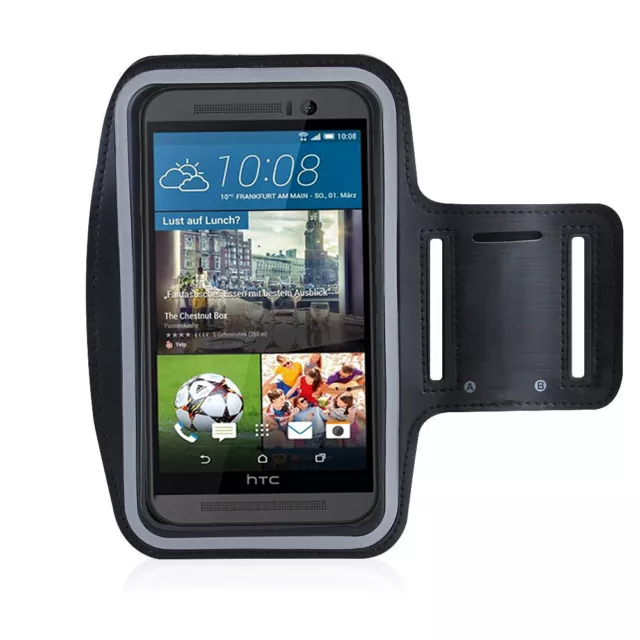HTC One M9 Black Sports Fitness Running Armband Tie Adjustable