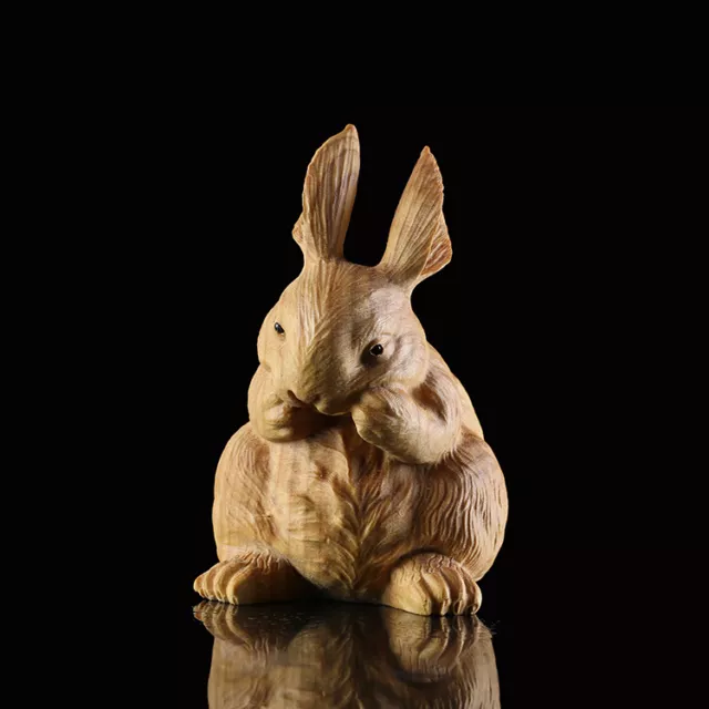 7*4.5*5 CM Carved Boxwood Carving Figurine - Lovely Rabbit