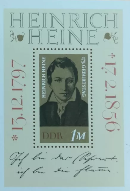 Block 37 +175. Geburtstag von Heinrich Heine+ 1972+ postfrisch+ Michel Nr. 1814