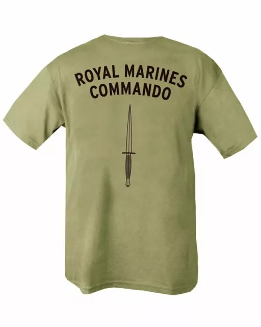 Royal Marines Commando T-Shirt British Navy Units Olive Cotton Double Printed