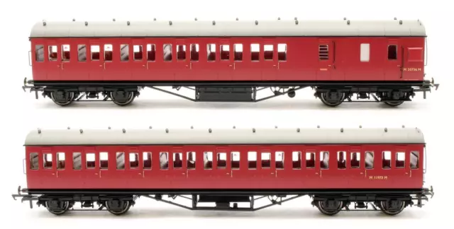 Hornby 'Oo' Gauge Br Crimson Ex-Lms Suburban Brake 3Rd & 3Rd Class Coaches