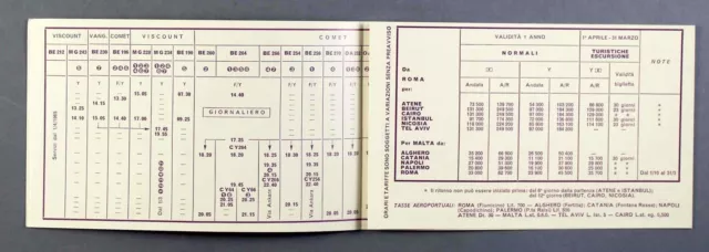 Bea British European Airways Italy Issue Malta Greece Timetable November 1964 2