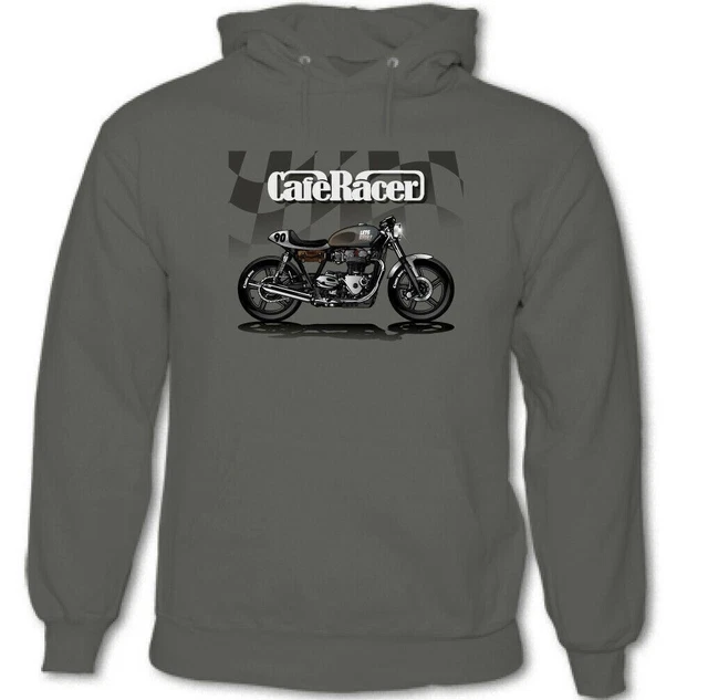 Cafe Racer Uomo Motociclista Felpa con Cappuccio Motocicletta Rider Indiano Fan