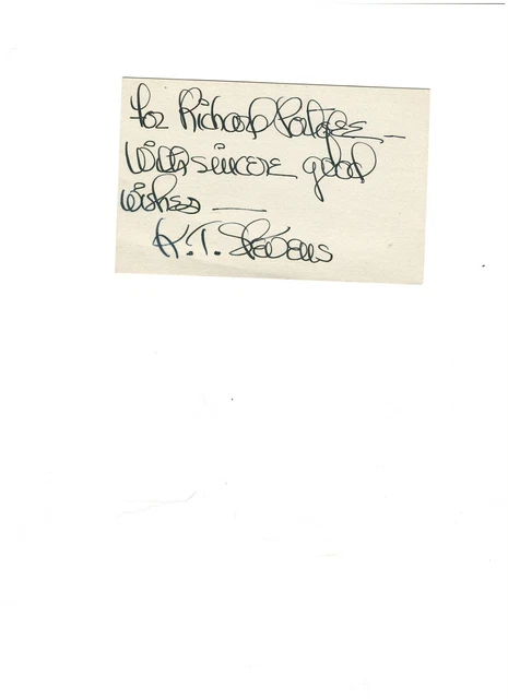 Actress And Movie Star K. T . Stevens Autograph On Index Card
