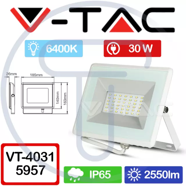Projecteur LED 30W IP65 extérieur blanc froid VTAC