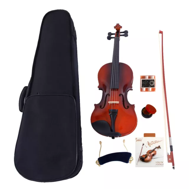 4/4 Full Size Acoustic Violin Fiddle Set with Carry Case Bow Rosin Shoulder Rest